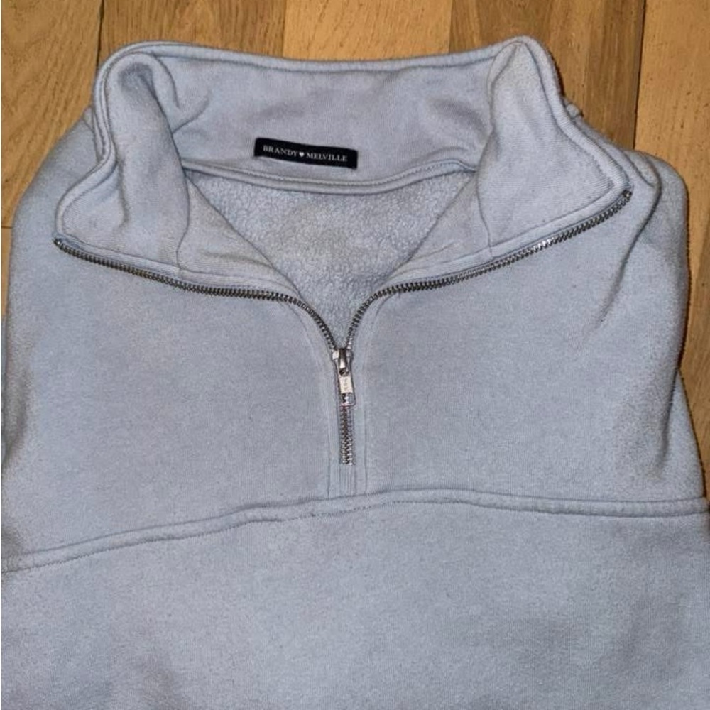 Brandy Melville Heather Gray Half-Zip Sweatshirt